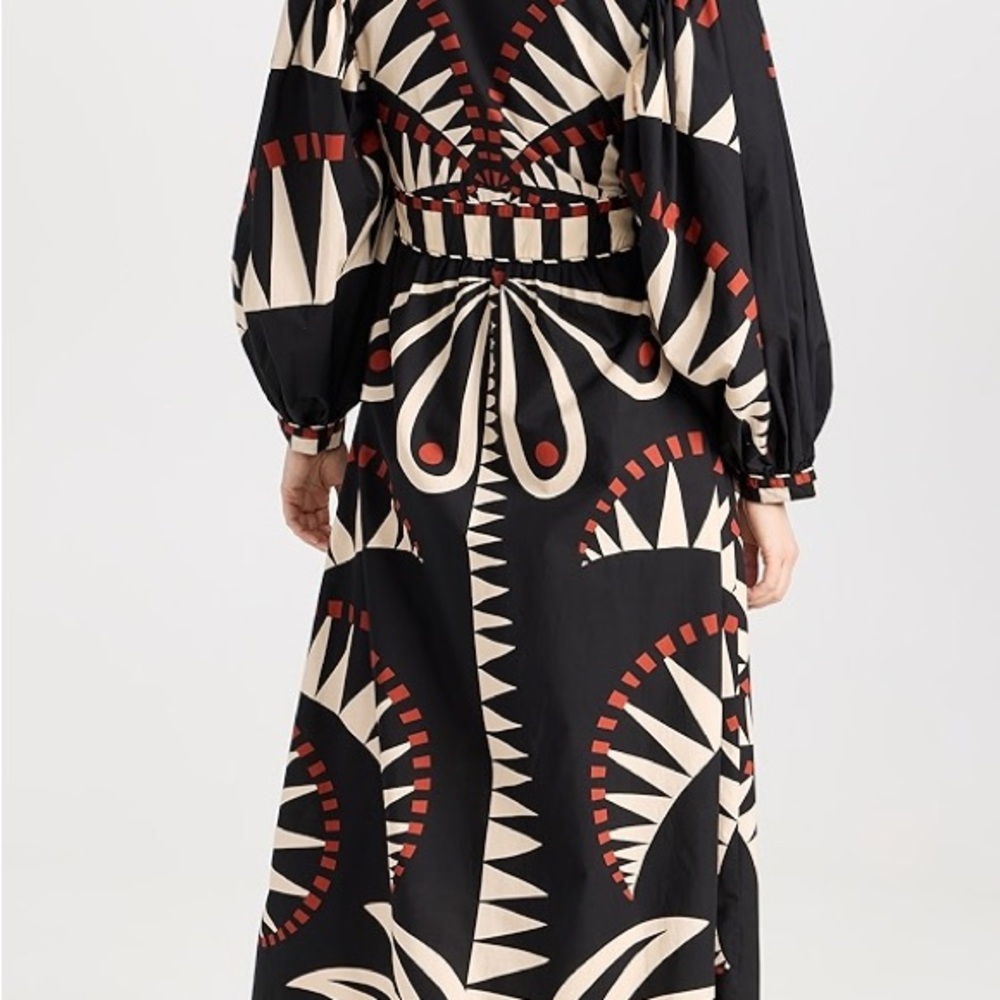 FARM Rio Black, Cream & Red Graphic Long Sleeve Maxi Dress - Picture 2 of 4